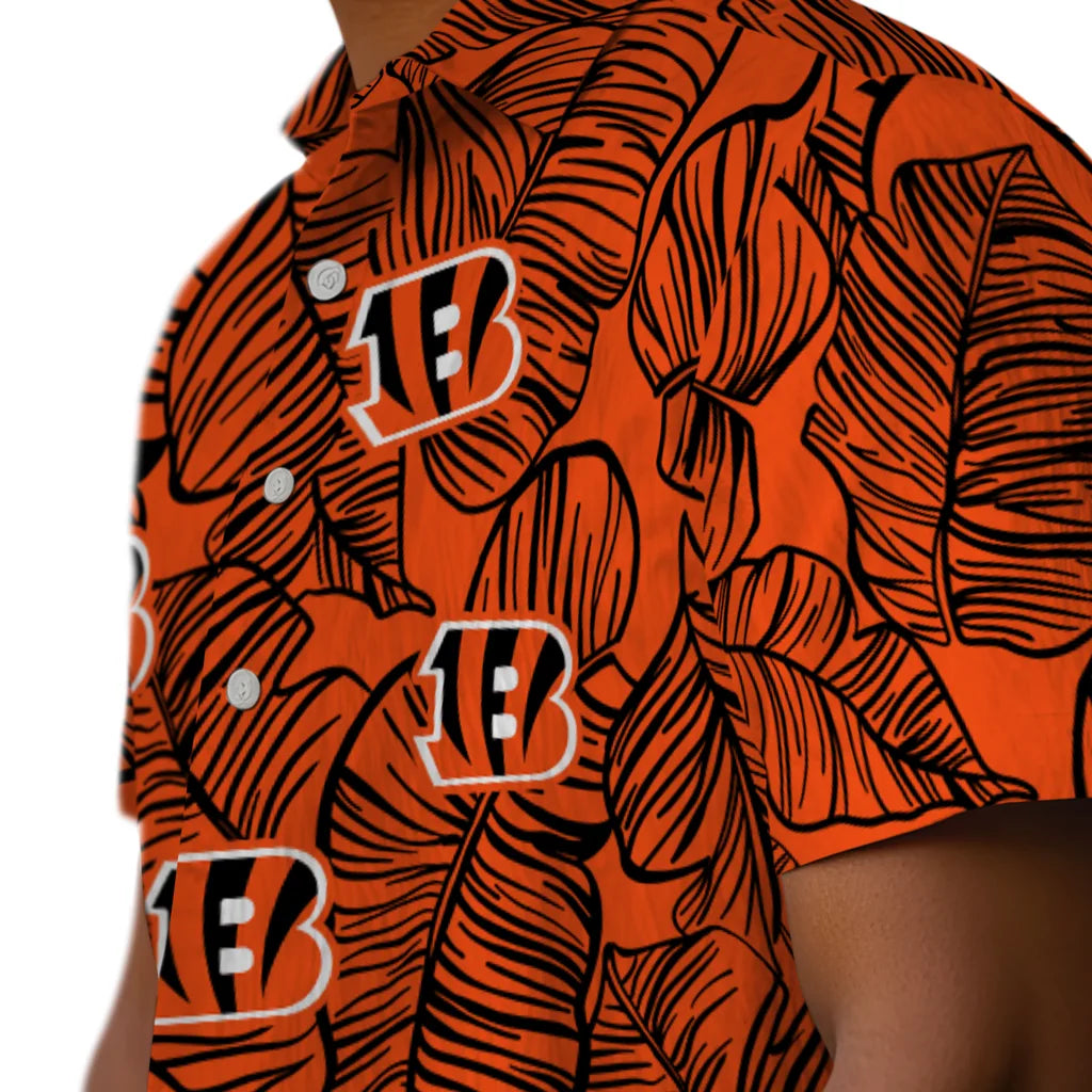 Cincinnati Bengals Hawaiian Shirt - Leaf Outline | Moonbestprint
