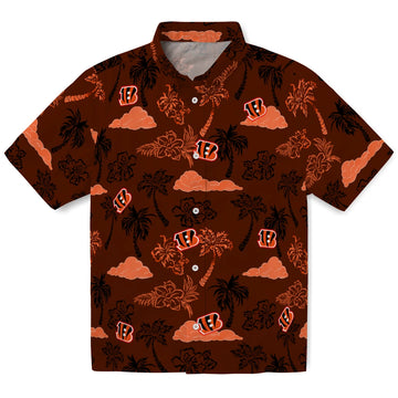 Cincinnati Bengals Hawaiian Shirt - Palm And Clouds | Moonbestprint