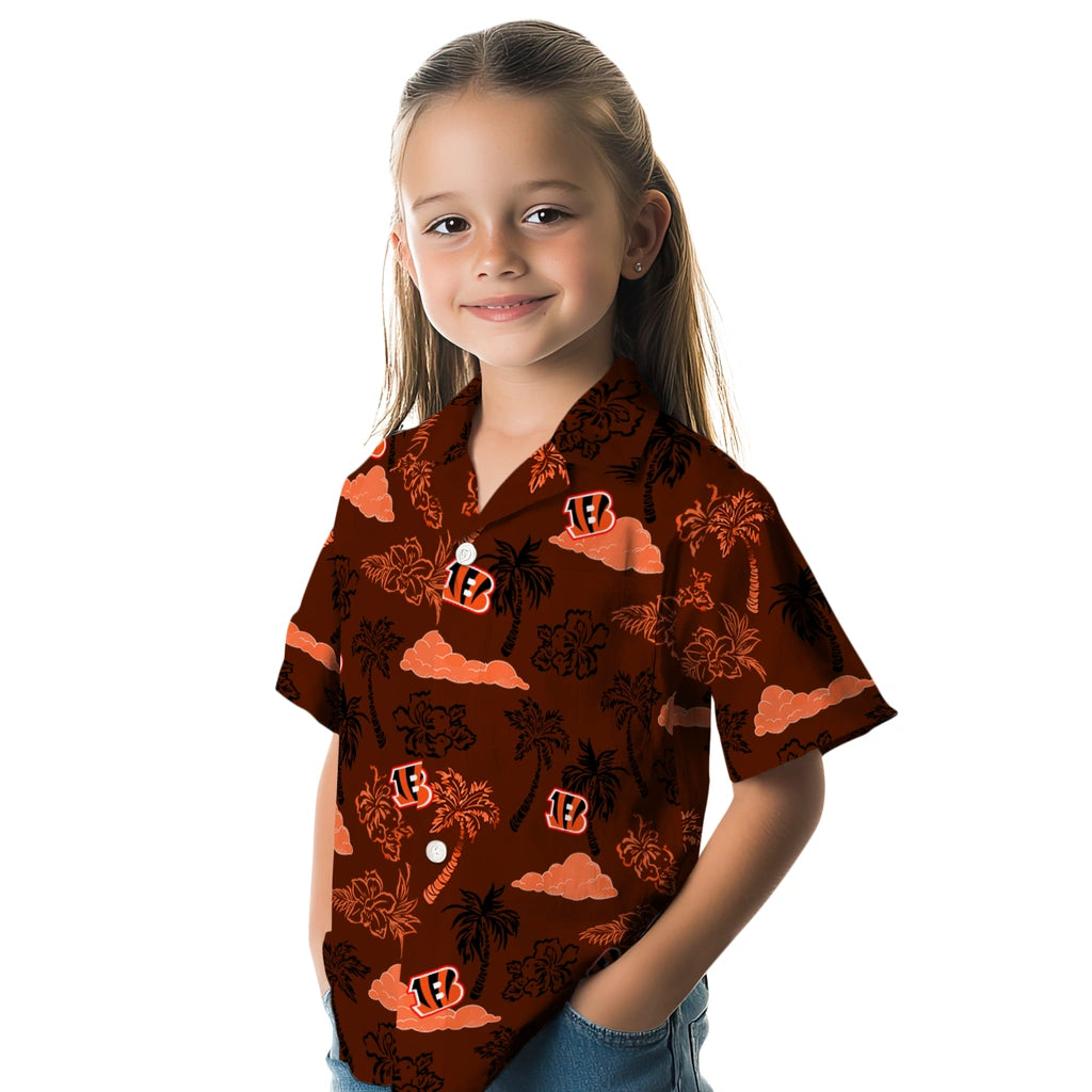 Cincinnati Bengals Hawaiian Shirt - Palm And Clouds | Moonbestprint