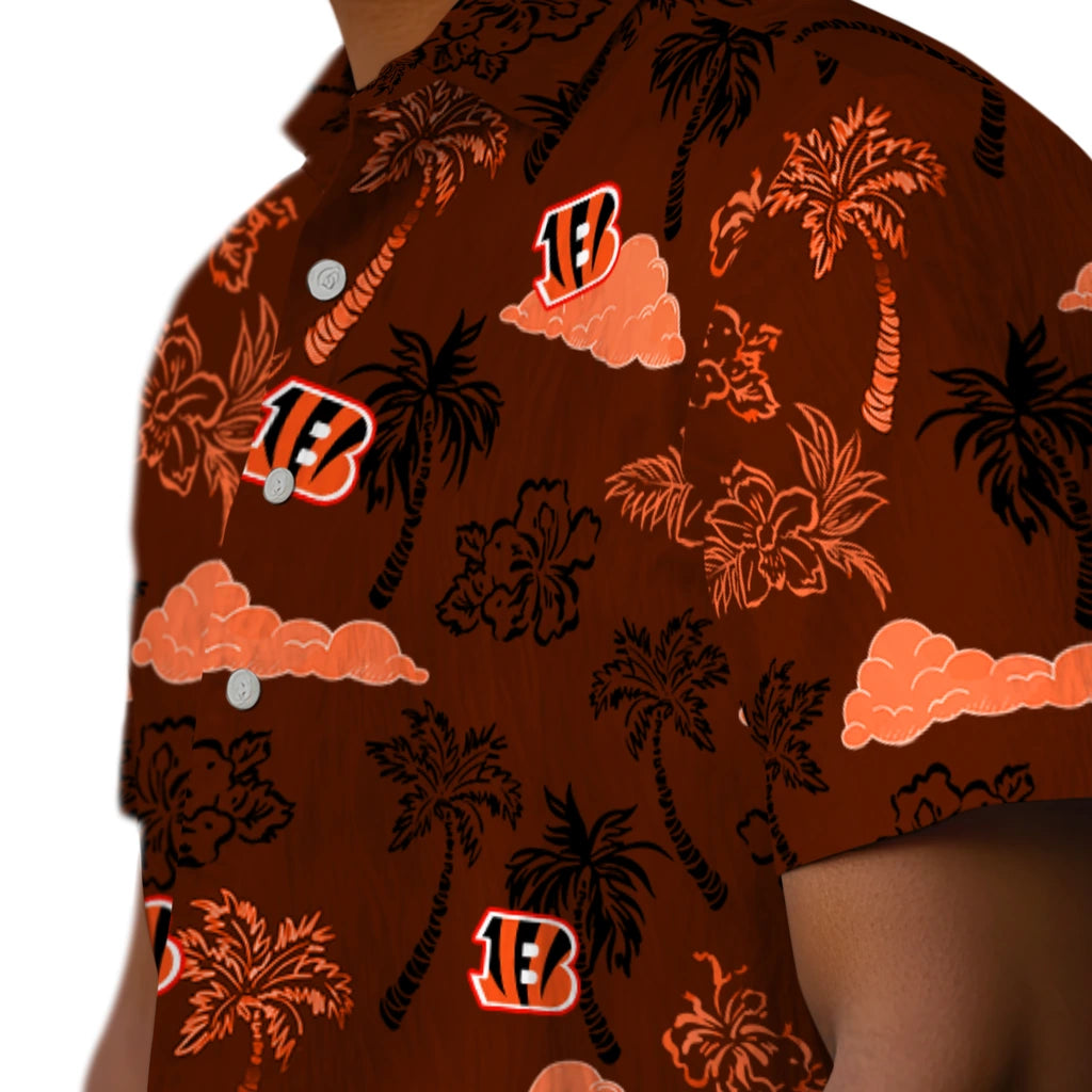 Cincinnati Bengals Hawaiian Shirt - Palm And Clouds | Moonbestprint