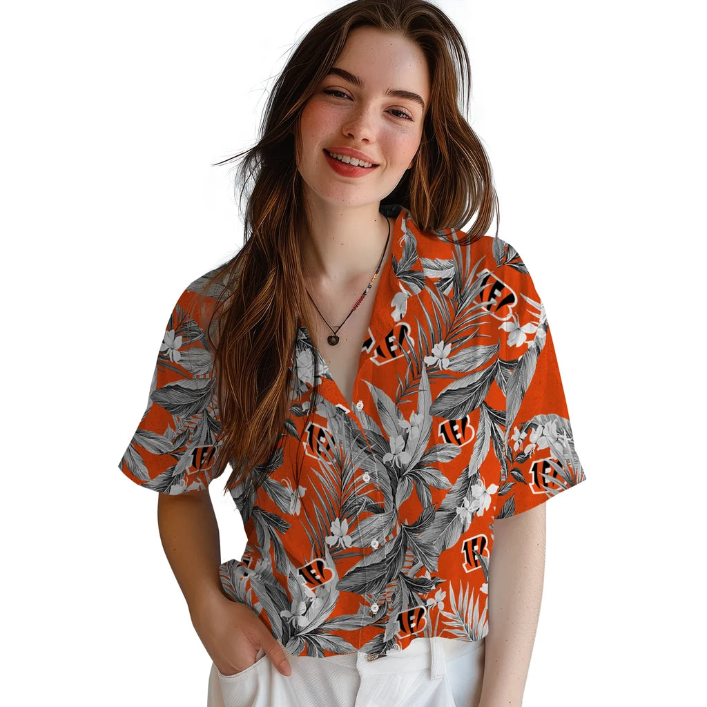 Cincinnati Bengals Hawaiian Shirt - Palm Leaves | Moonbestprint