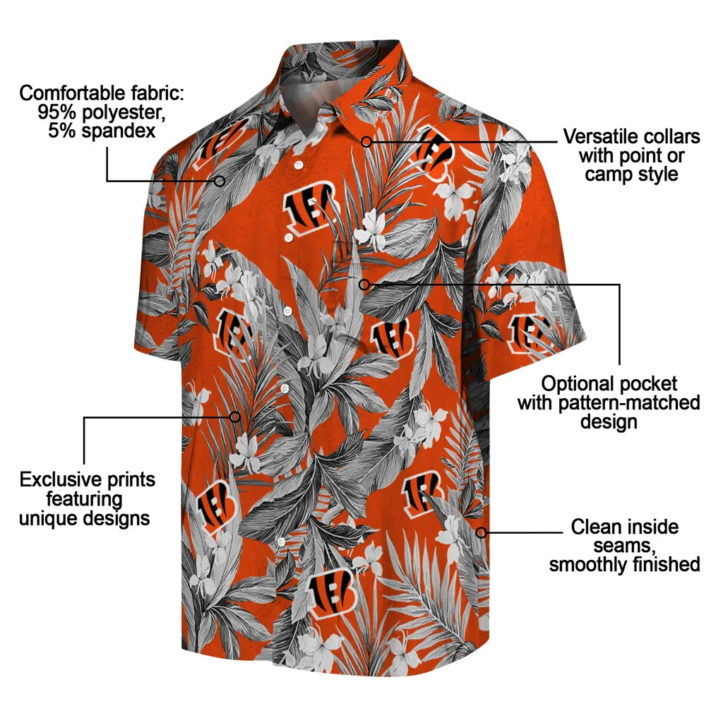 Cincinnati Bengals Hawaiian Shirt - Palm Leaves | Moonbestprint