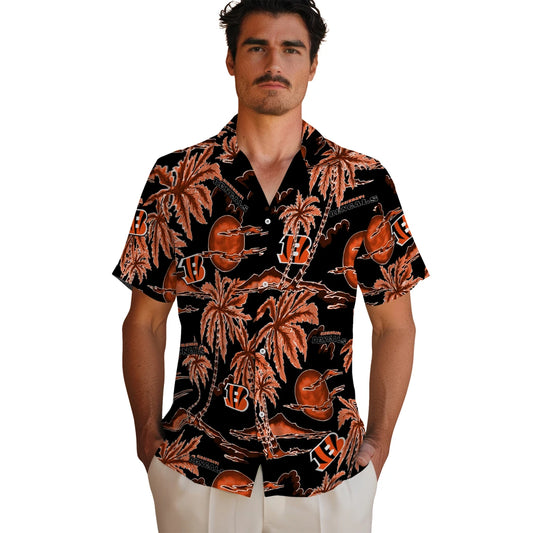 Cincinnati Bengals Hawaiian Shirt - Palm Sunset | Moonbestprint