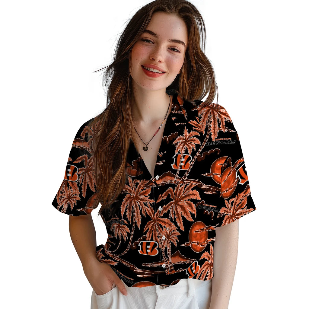 Cincinnati Bengals Hawaiian Shirt - Palm Sunset | Moonbestprint