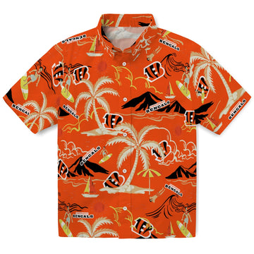 Cincinnati Bengals Hawaiian Shirt - Palm Tree Island | Moonbestprint