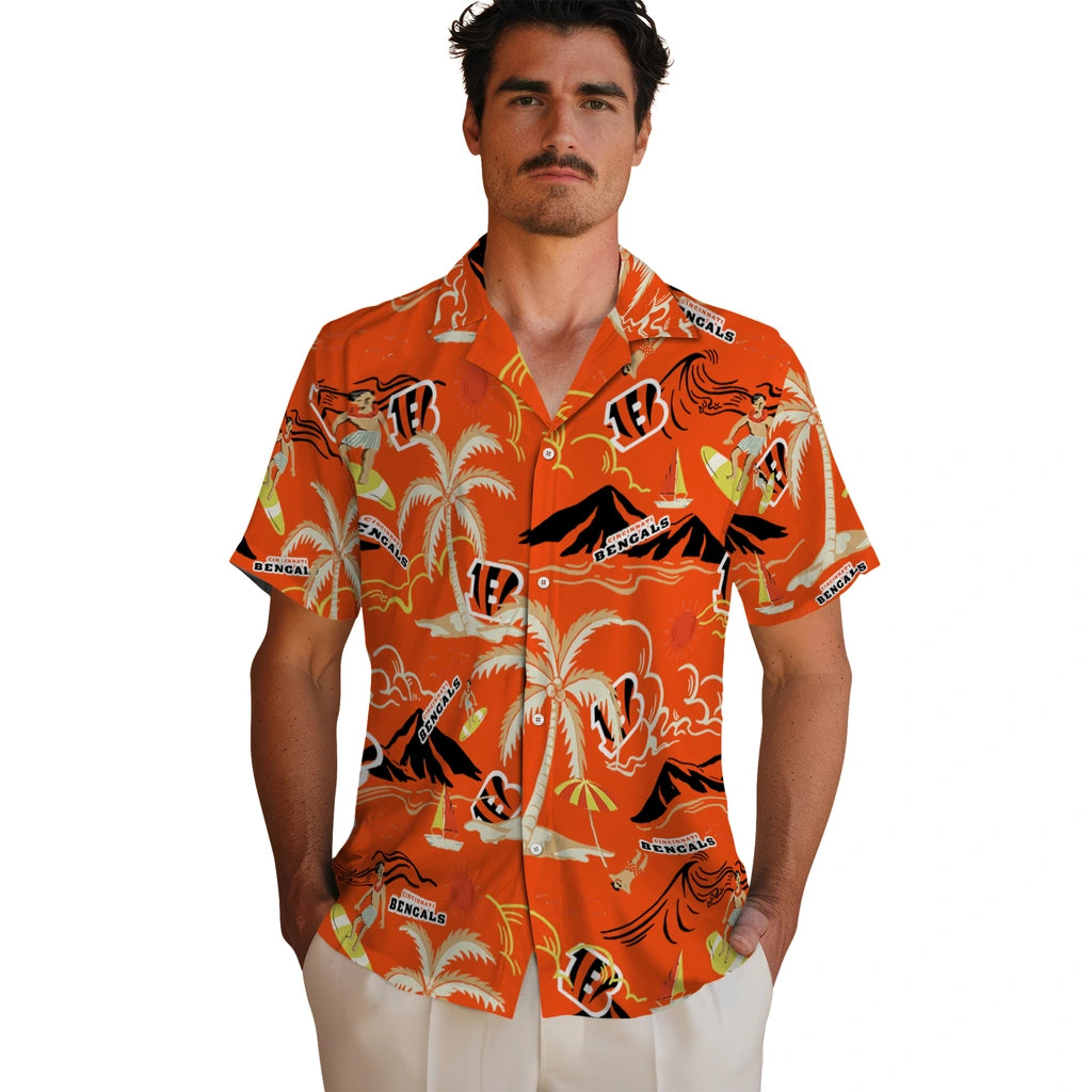 Cincinnati Bengals Hawaiian Shirt - Palm Tree Island | Moonbestprint