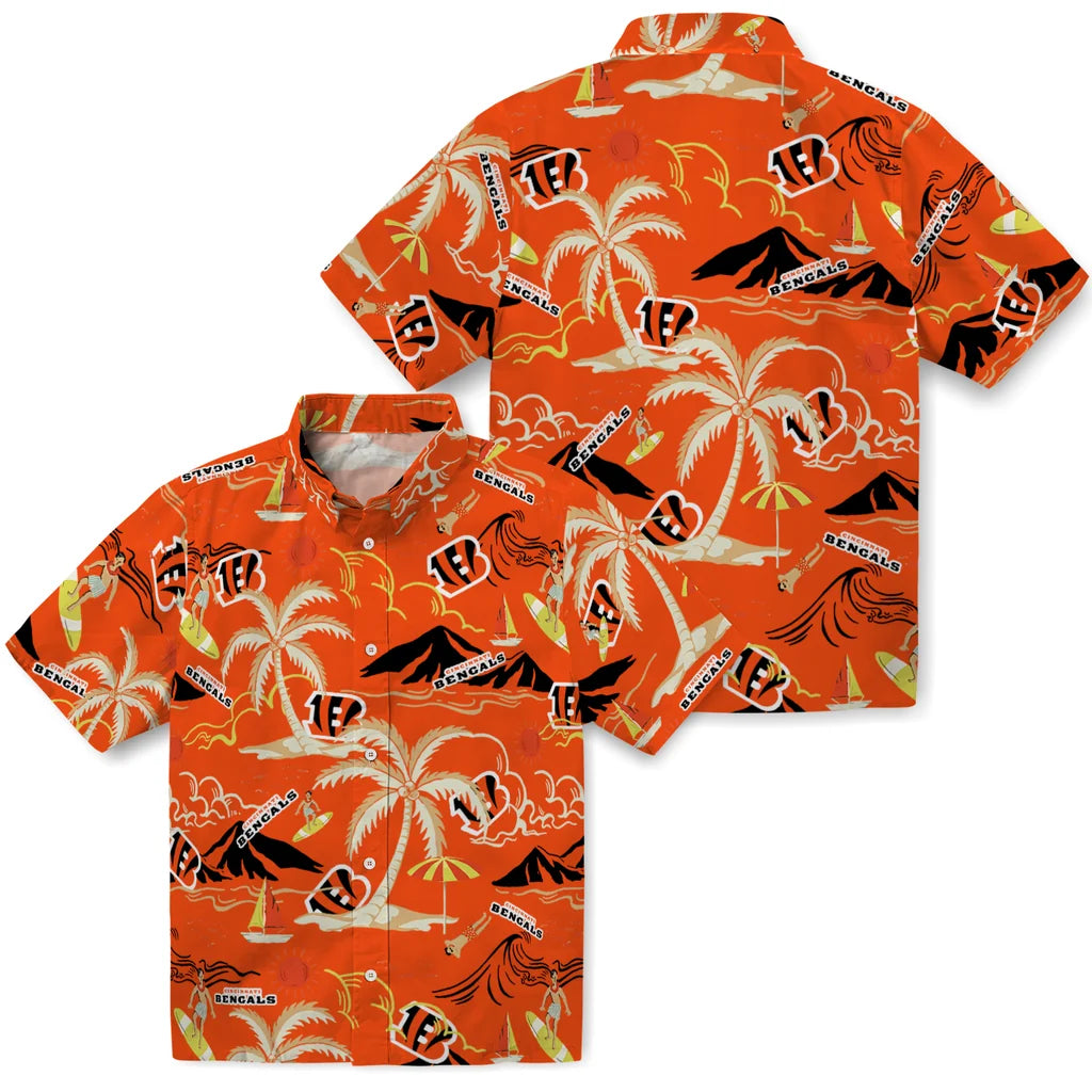 Cincinnati Bengals Hawaiian Shirt - Palm Tree Island | Moonbestprint