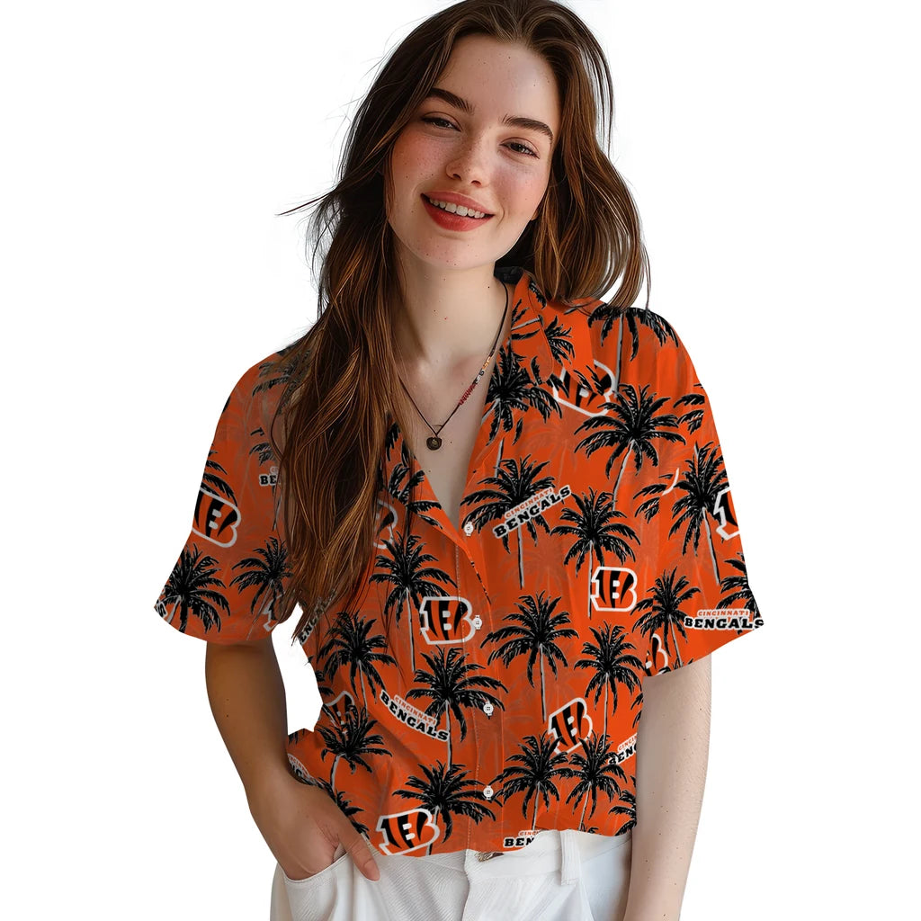 Cincinnati Bengals Hawaiian Shirt - Palm Tree Motif | Moonbestprint