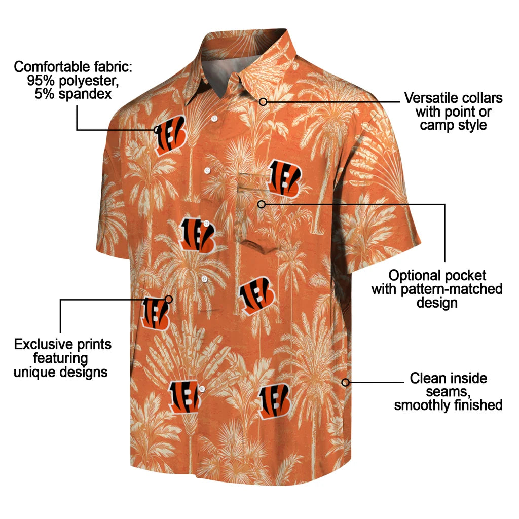 Cincinnati Bengals Hawaiian Shirt - Vintage Palm Tree | Moonbestprint