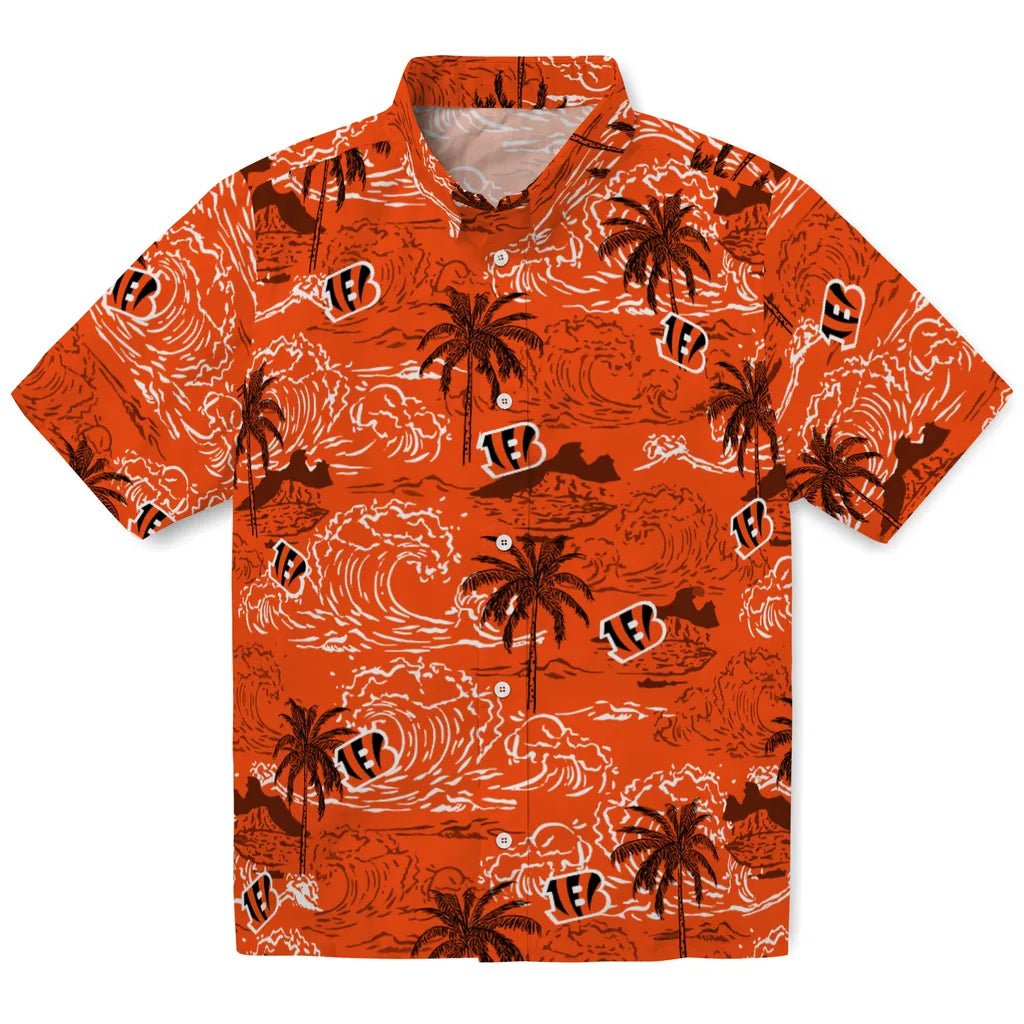 Cincinnati Bengals Hawaiian Shirt - Wave Palm | Moonbestprint