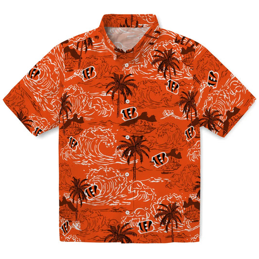 Cincinnati Bengals Hawaiian Shirt - Wave Palm | Moonbestprint
