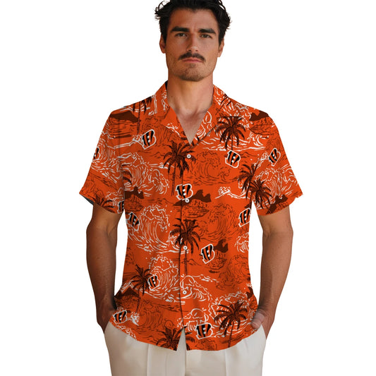 Cincinnati Bengals Hawaiian Shirt - Wave Palm | Moonbestprint