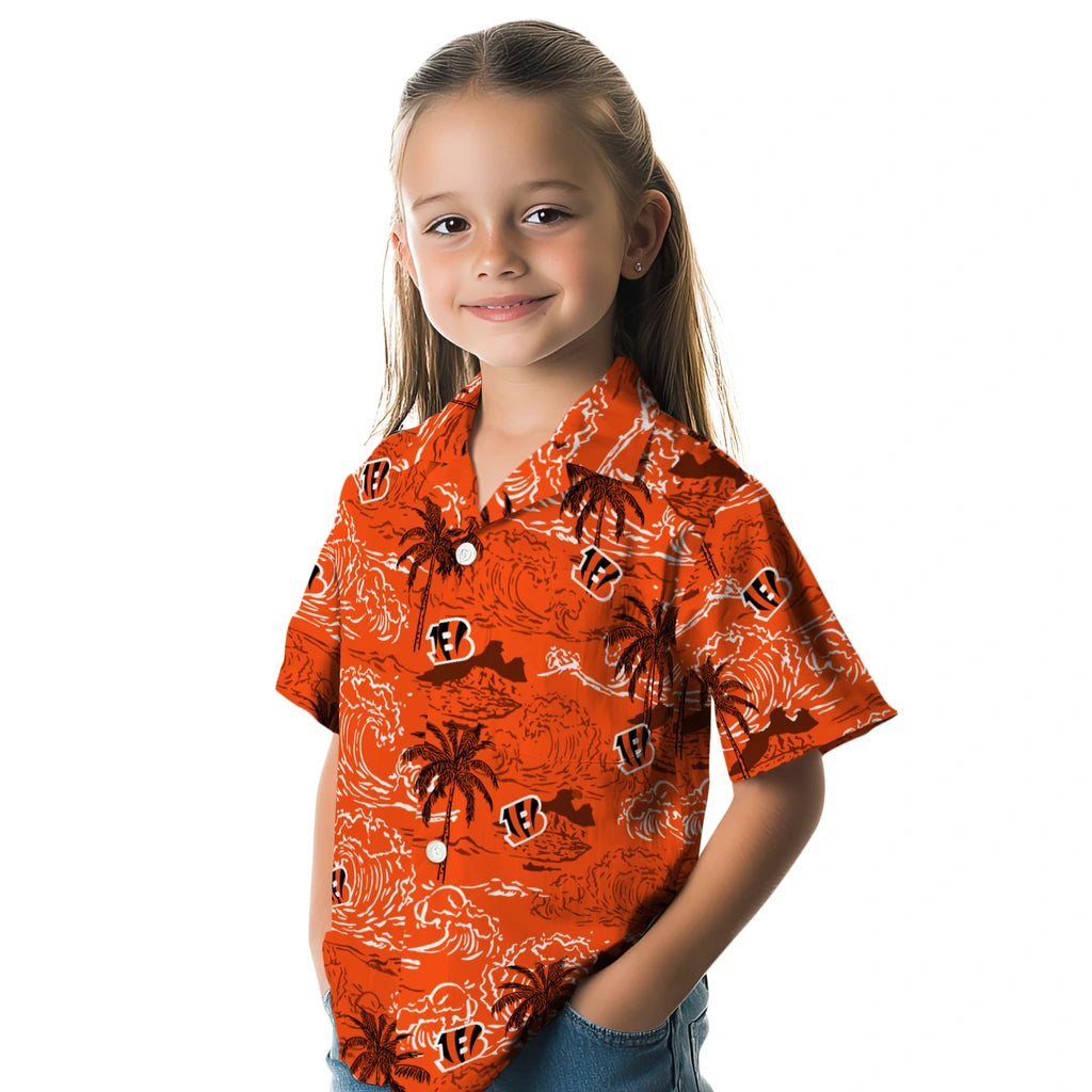Cincinnati Bengals Hawaiian Shirt - Wave Palm | Moonbestprint