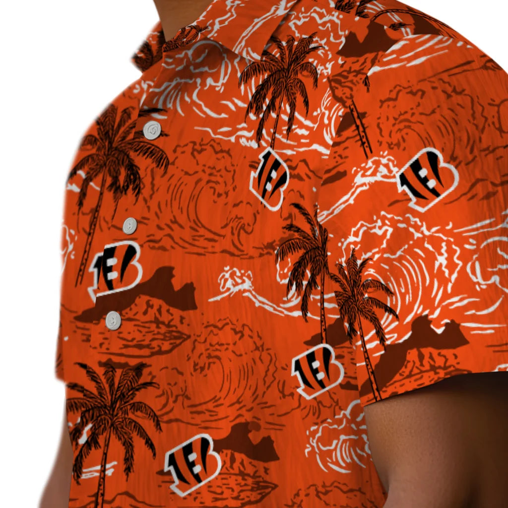 Cincinnati Bengals Hawaiian Shirt - Wave Palm | Moonbestprint