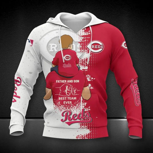 Cincinnati Reds Dad And Son MLB All Over Print Hoodie -Moonbestprint