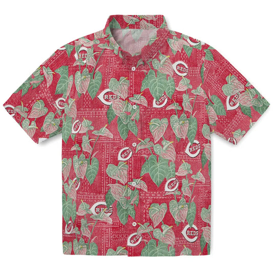 Cincinnati Reds Hawaiian Shirt - Anthurium Overlay | Moonbestprint