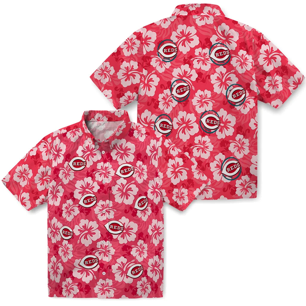Cincinnati Reds Hawaiian Shirt - Hibiscus Cluster | Moonbestprint