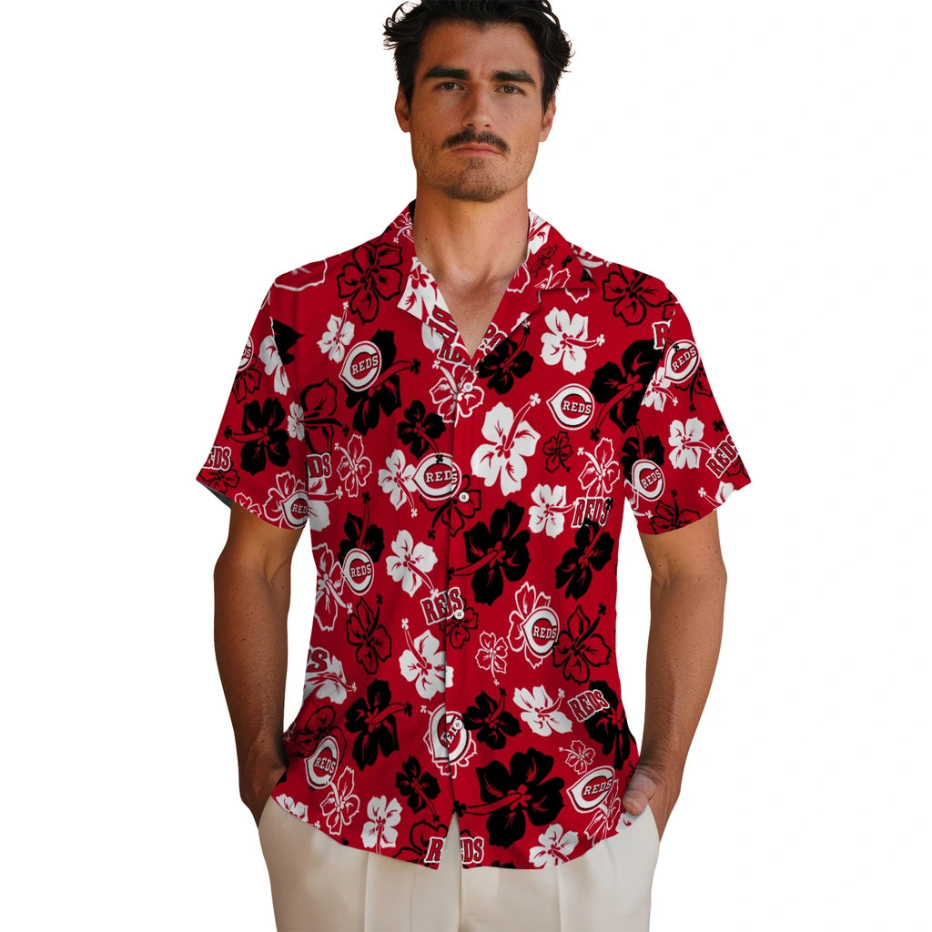 Cincinnati Reds Hawaiian Shirt - Hibiscus Flower Design | Moonbestprint