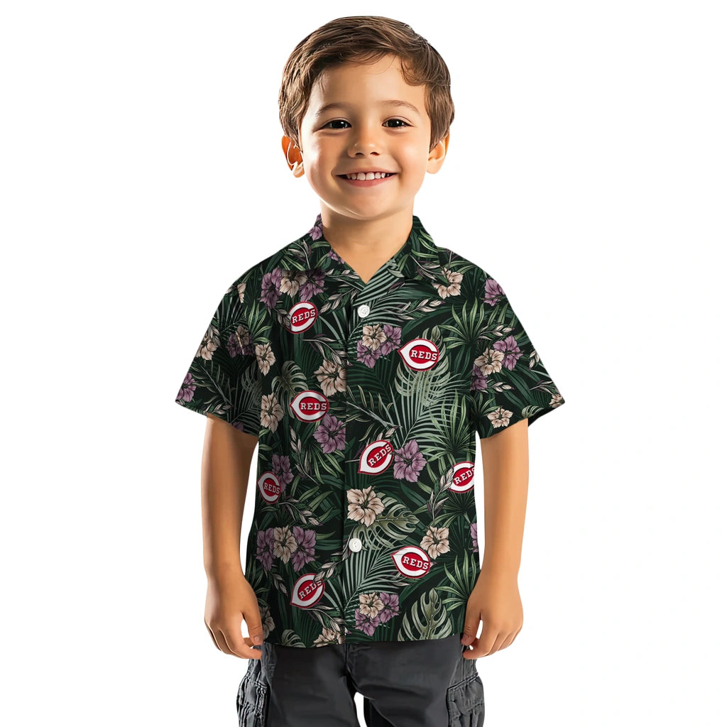 Cincinnati Reds Hawaiian Shirt - Hibiscus Leaves Pattern | Moonbestprint