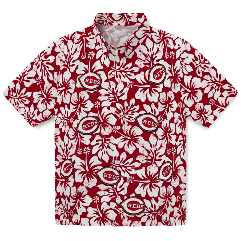 Cincinnati Reds Hawaiian Shirt - Hibiscus Motif | Moonbestprint