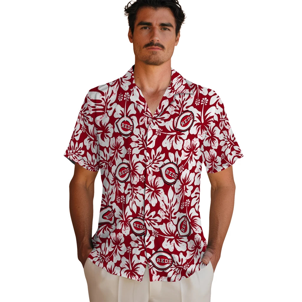 Cincinnati Reds Hawaiian Shirt - Hibiscus Motif | Moonbestprint