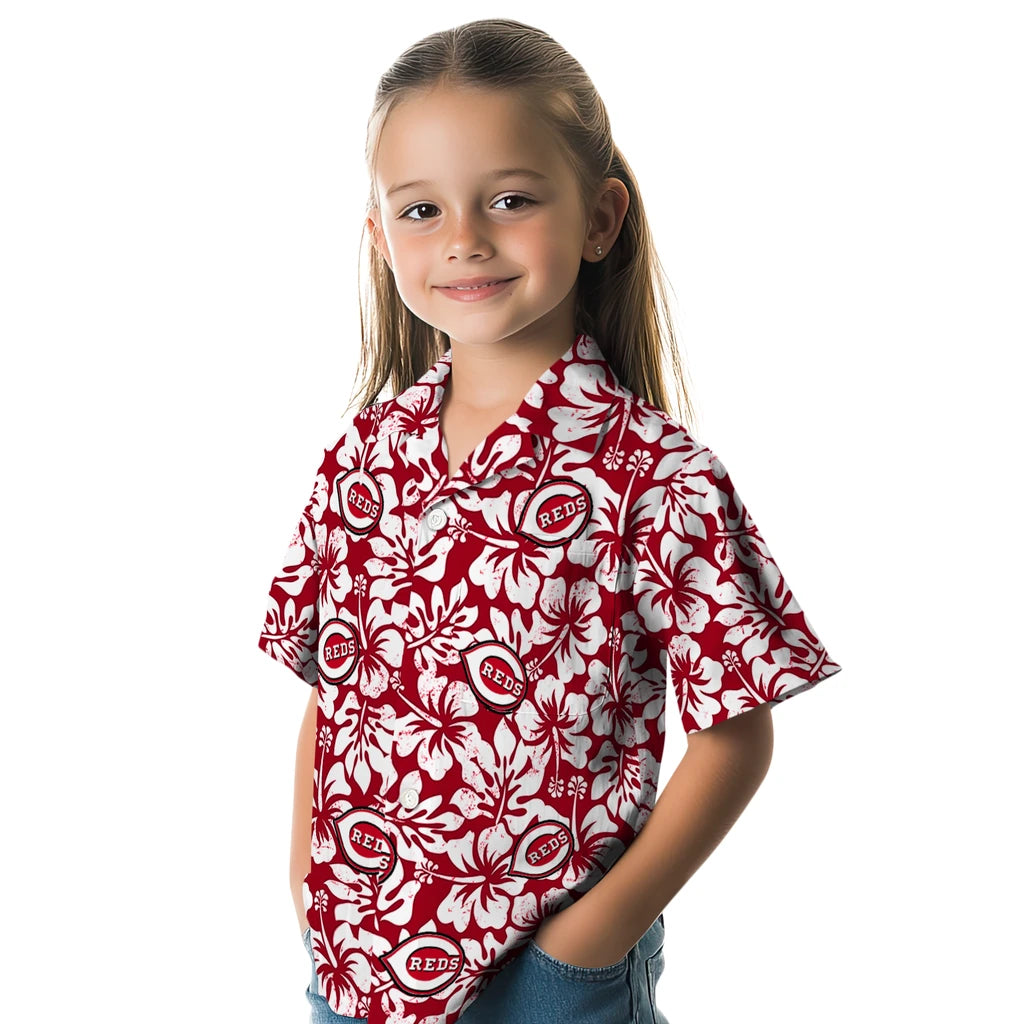 Cincinnati Reds Hawaiian Shirt - Hibiscus Motif | Moonbestprint
