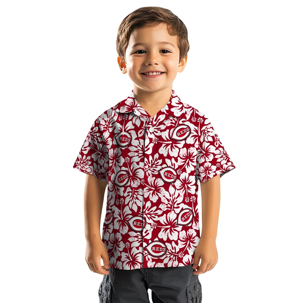 Cincinnati Reds Hawaiian Shirt - Hibiscus Motif | Moonbestprint