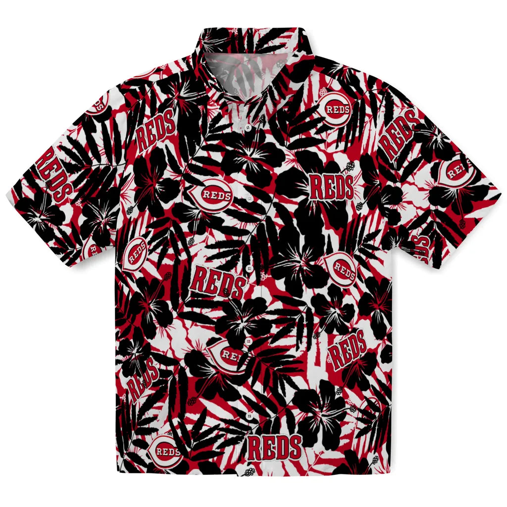 Cincinnati Reds Hawaiian Shirt - Hibiscus Overlay | Moonbestprint