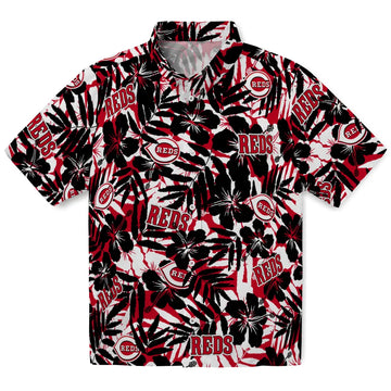 Cincinnati Reds Hawaiian Shirt - Hibiscus Overlay | Moonbestprint