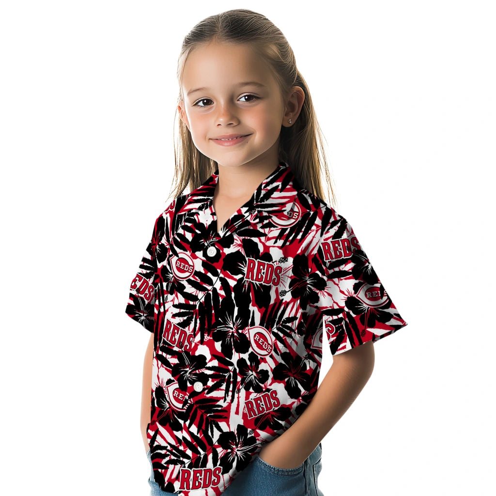 Cincinnati Reds Hawaiian Shirt - Hibiscus Overlay | Moonbestprint