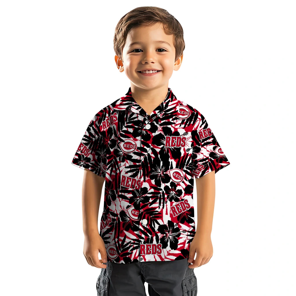 Cincinnati Reds Hawaiian Shirt - Hibiscus Overlay | Moonbestprint