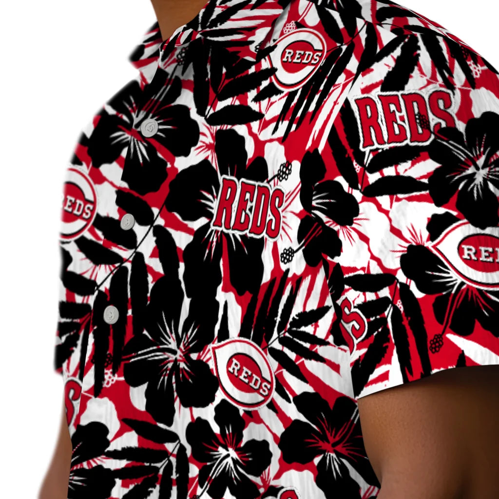 Cincinnati Reds Hawaiian Shirt - Hibiscus Overlay | Moonbestprint