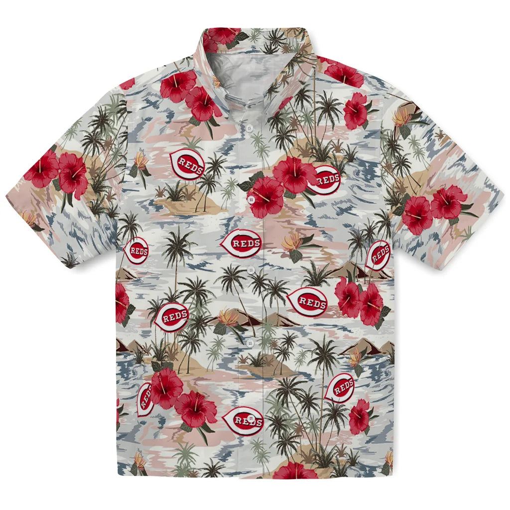 Cincinnati Reds Hawaiian Shirt - Hibiscus Seaside | Moonbestprint