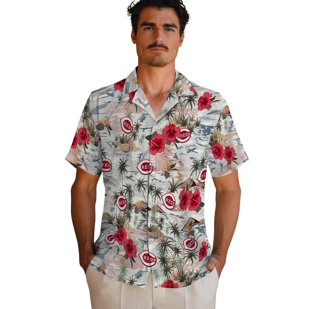 Cincinnati Reds Hawaiian Shirt - Hibiscus Seaside | Moonbestprint