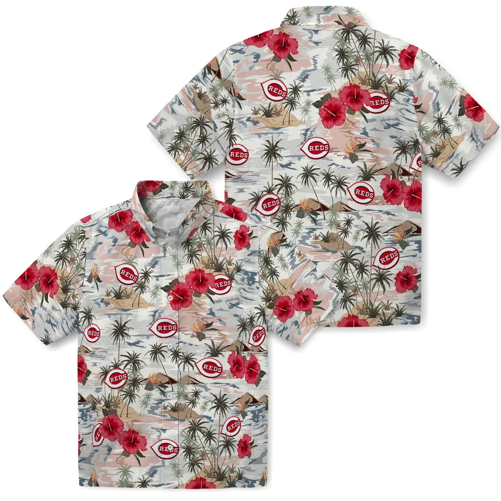 Cincinnati Reds Hawaiian Shirt - Hibiscus Seaside | Moonbestprint