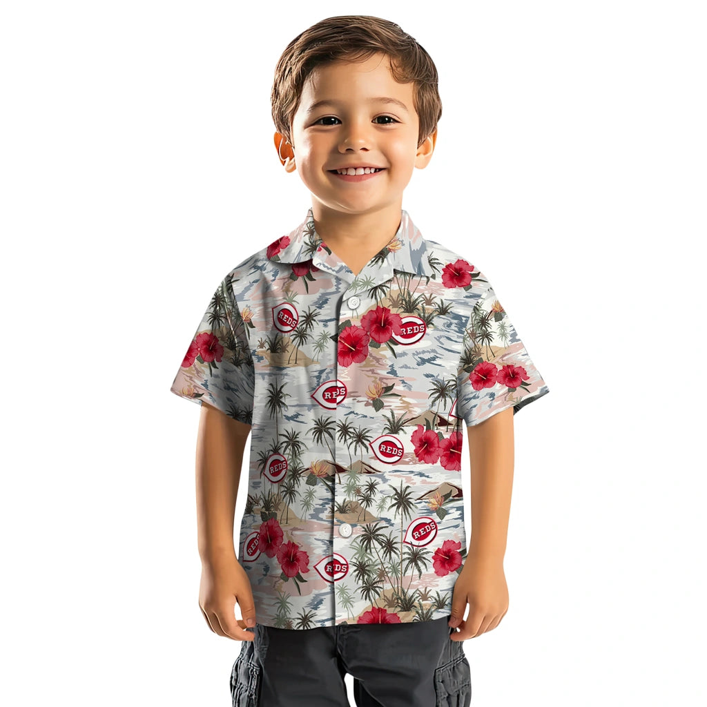 Cincinnati Reds Hawaiian Shirt - Hibiscus Seaside | Moonbestprint