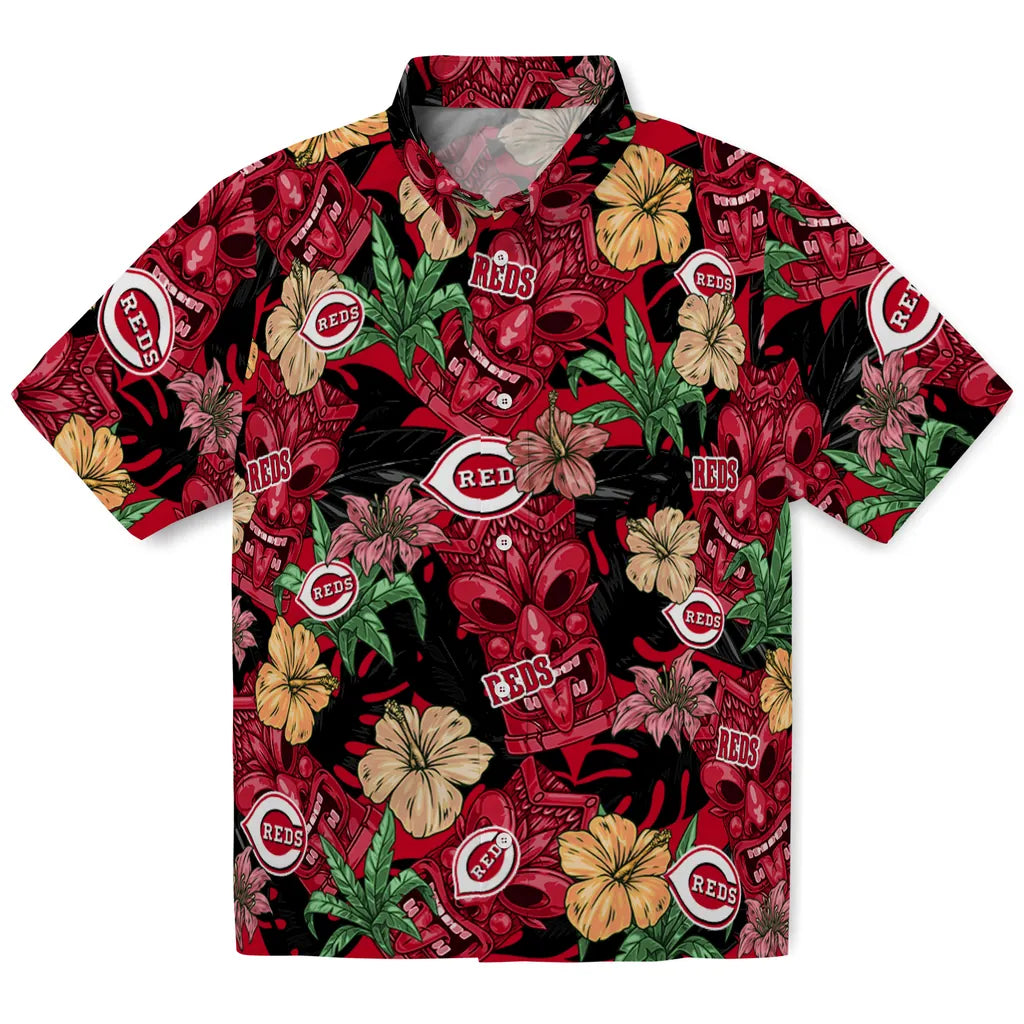 Cincinnati Reds Hawaiian Shirt - Hibiscus Tiki Jungle | Moonbestprint