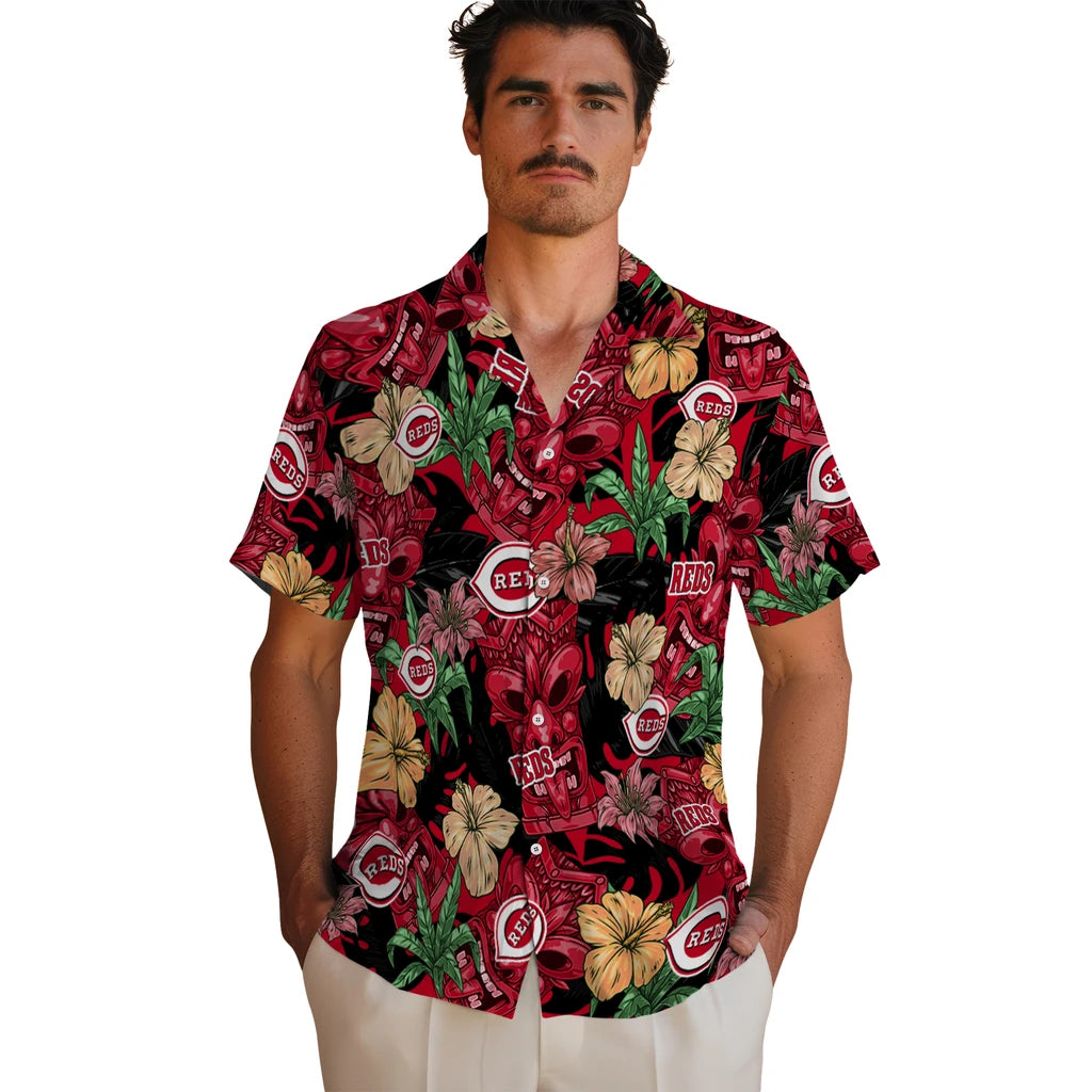 Cincinnati Reds Hawaiian Shirt - Hibiscus Tiki Jungle | Moonbestprint