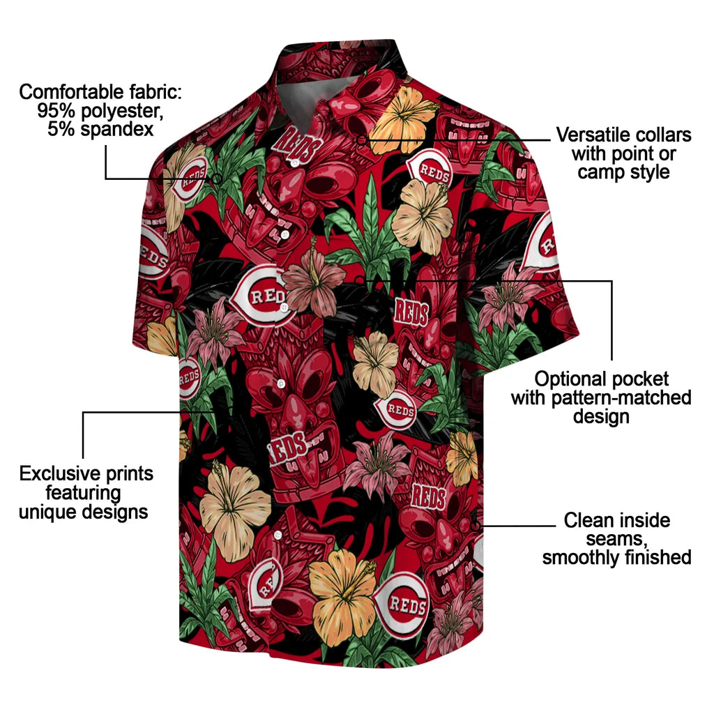 Cincinnati Reds Hawaiian Shirt - Hibiscus Tiki Jungle | Moonbestprint