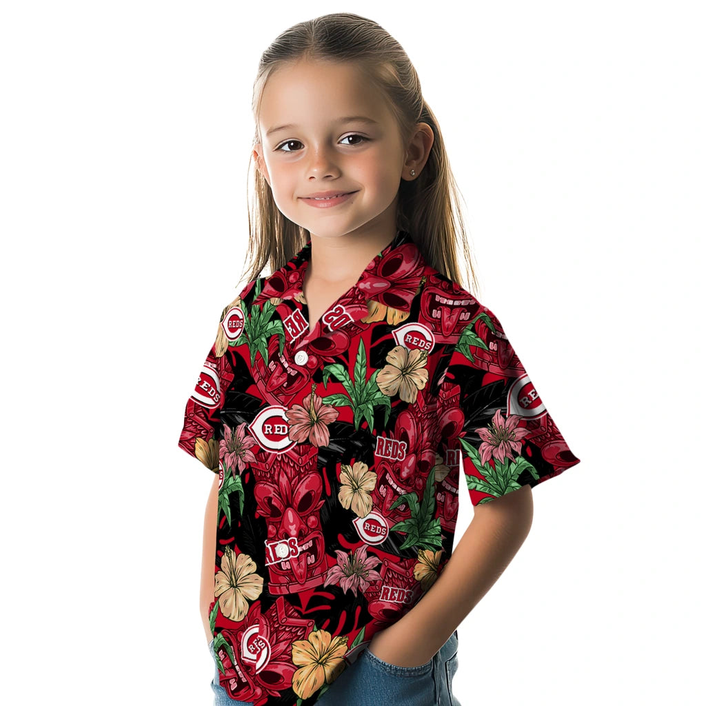 Cincinnati Reds Hawaiian Shirt - Hibiscus Tiki Jungle | Moonbestprint