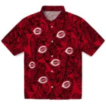Cincinnati Reds Hawaiian Shirt - Leaf Outline | Moonbestprint