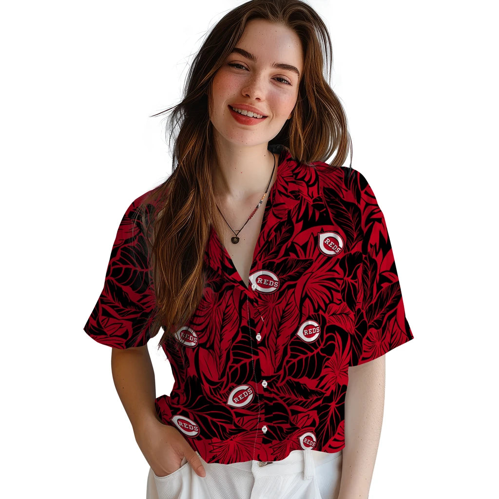 Cincinnati Reds Hawaiian Shirt - Monstera Layer | Moonbestprint