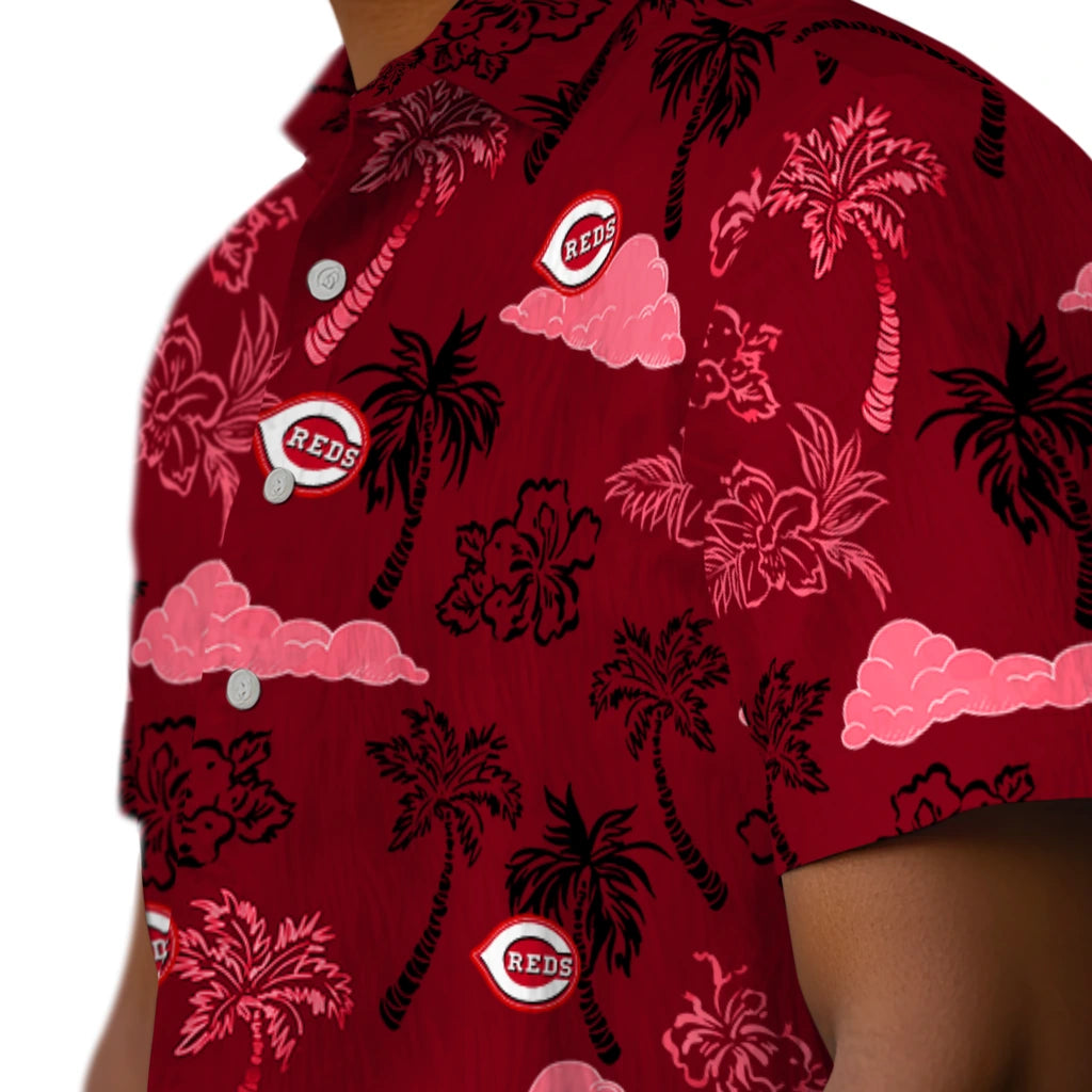 Cincinnati Reds Hawaiian Shirt - Palm And Clouds | Moonbestprint