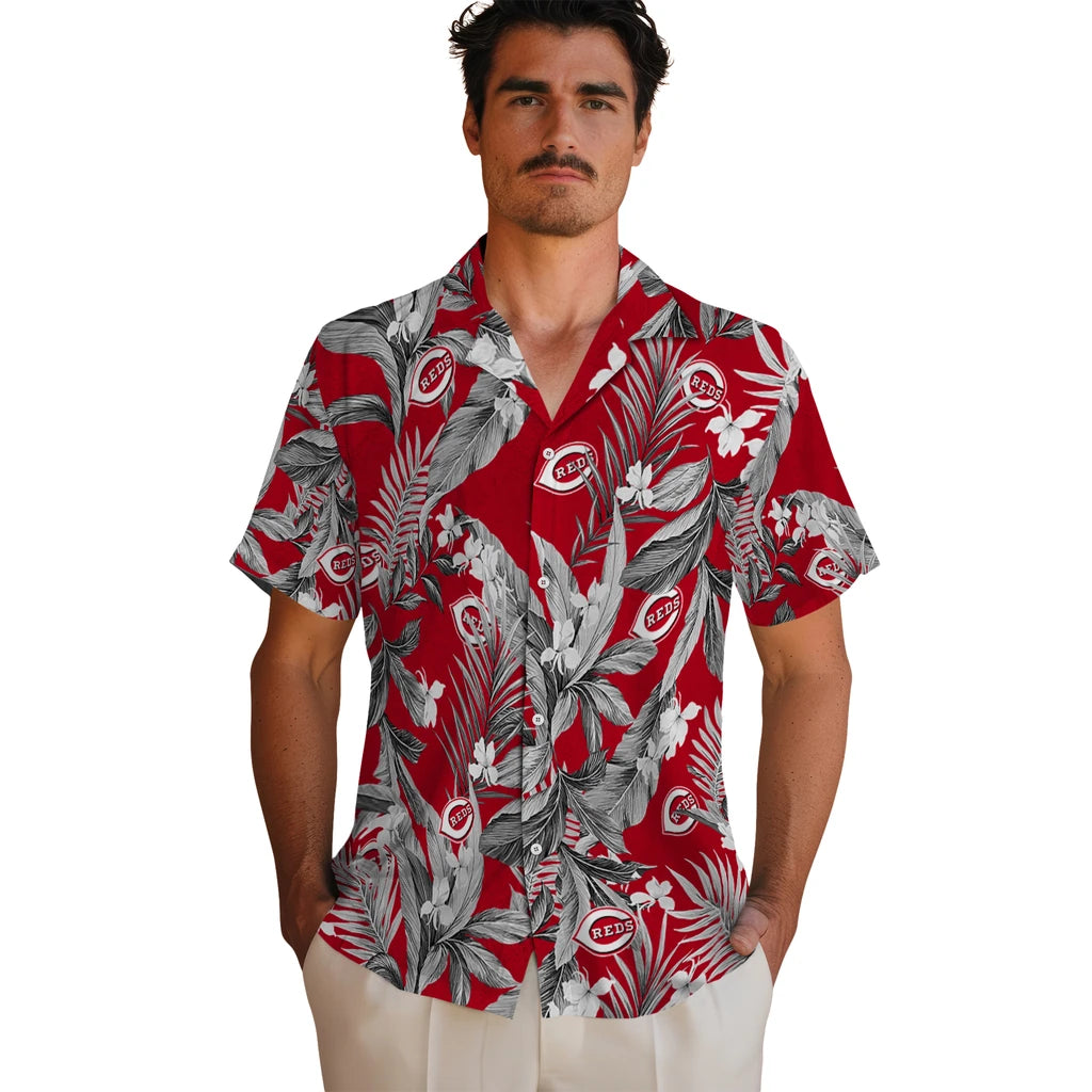 Cincinnati Reds Hawaiian Shirt - Palm Leaves | Moonbestprint
