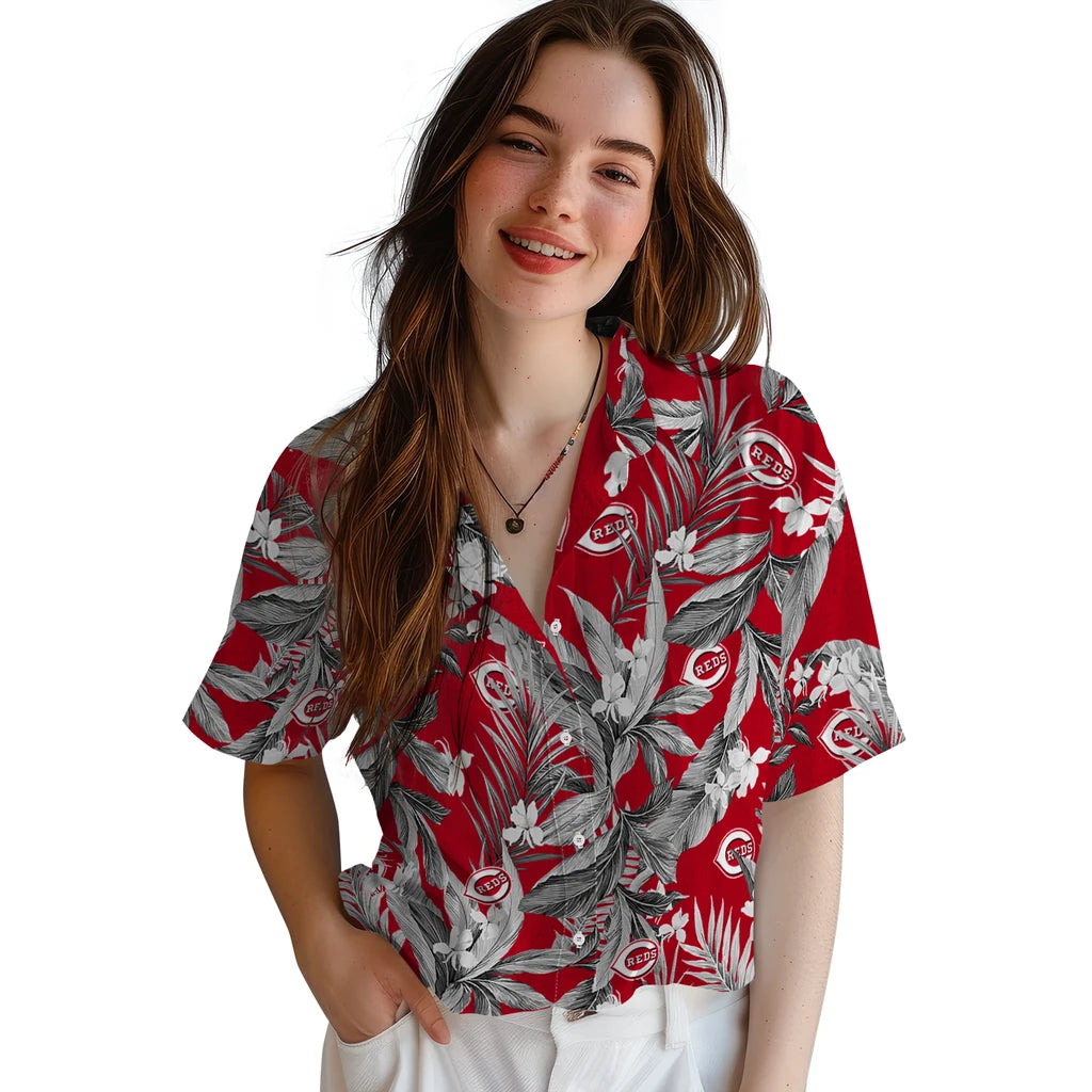 Cincinnati Reds Hawaiian Shirt - Palm Leaves | Moonbestprint
