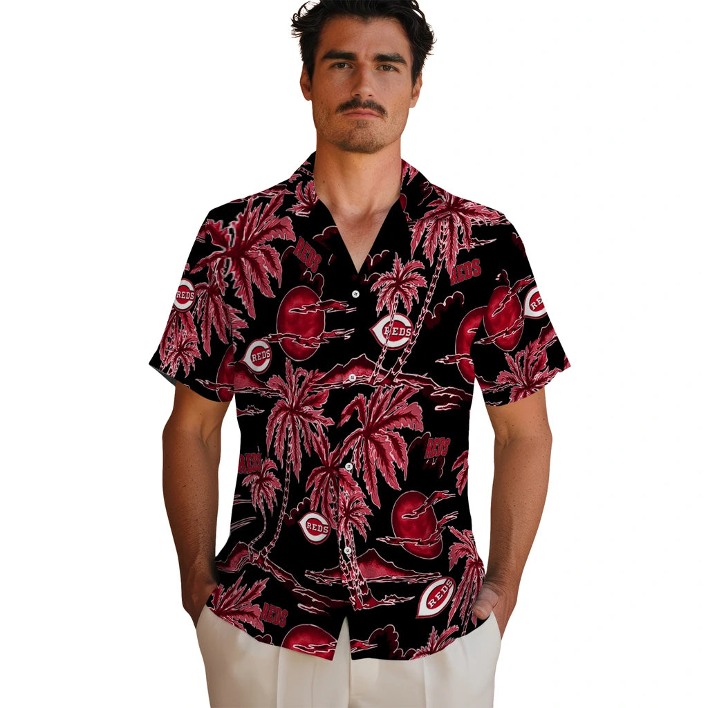 Cincinnati Reds Hawaiian Shirt - Palm Sunset | Moonbestprint