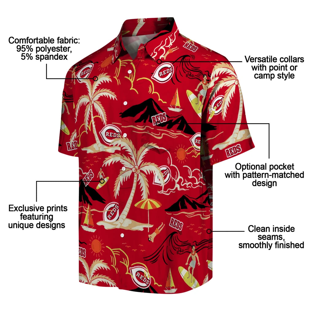 Cincinnati Reds Hawaiian Shirt - Palm Tree Island | Moonbestprint