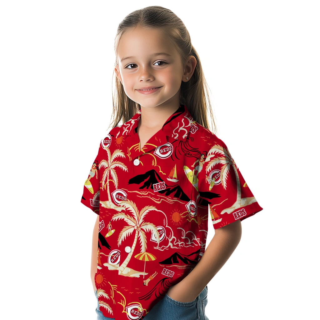 Cincinnati Reds Hawaiian Shirt - Palm Tree Island | Moonbestprint