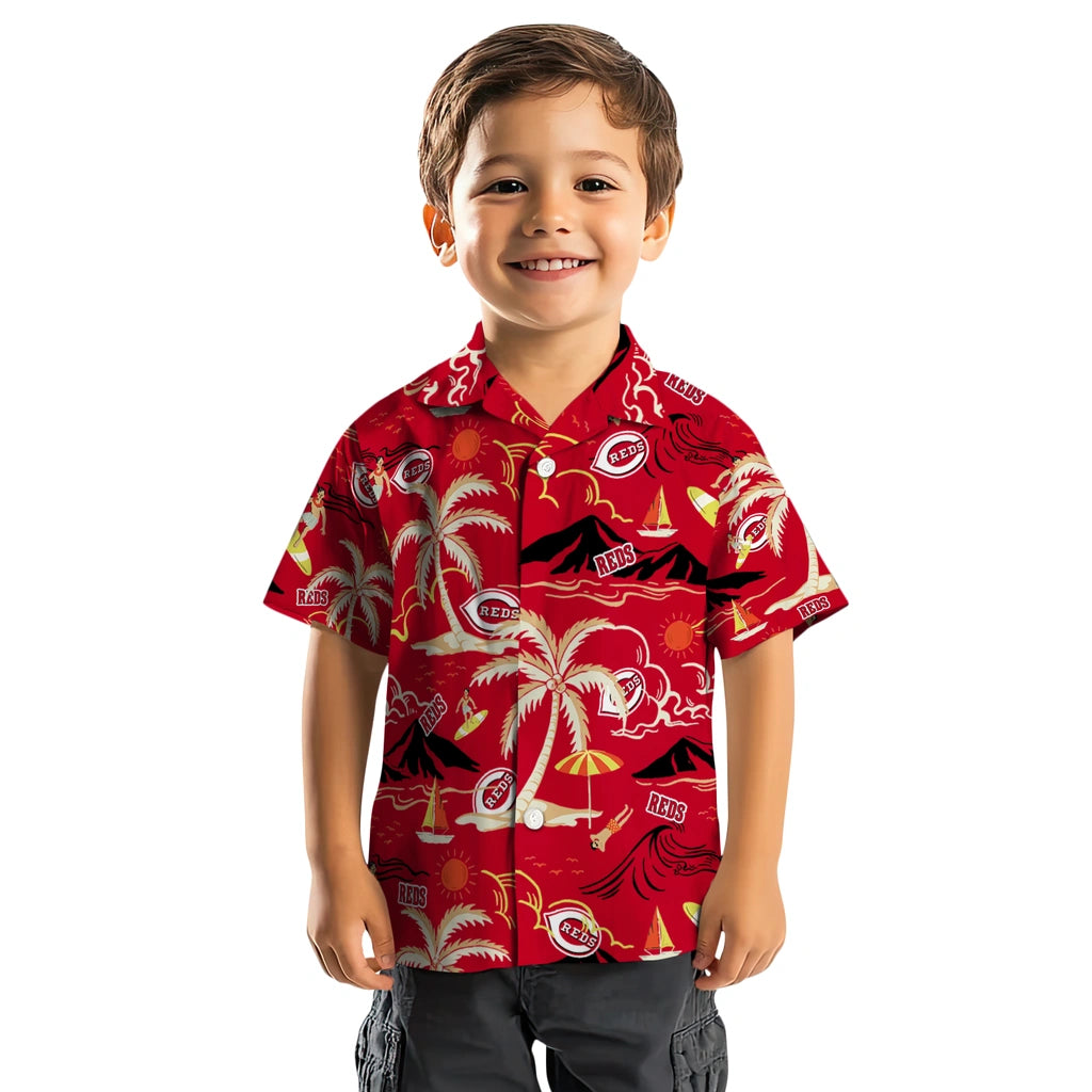 Cincinnati Reds Hawaiian Shirt - Palm Tree Island | Moonbestprint
