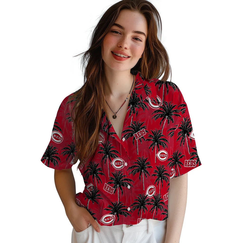 Cincinnati Reds Hawaiian Shirt - Palm Tree Motif | Moonbestprint